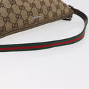 GUCCI GG Canvas Accessory Pouch Beige Silver 141809 Auth 180149-7