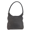 PRADA Shoulder Bag Leather Gray Silver Auth 180150-1