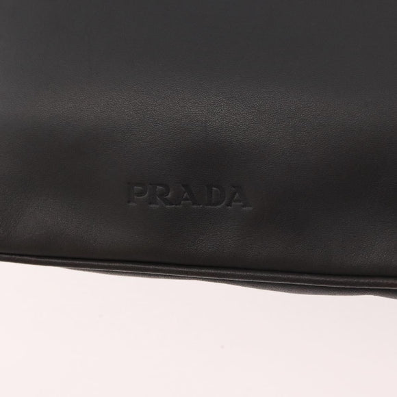 PRADA Shoulder Bag Leather Gray Silver Auth 180150