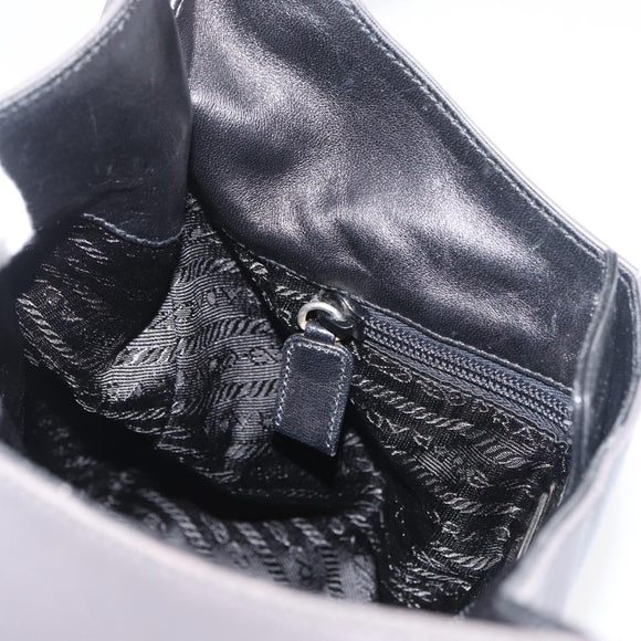 PRADA Shoulder Bag Leather Gray Silver Auth 180150