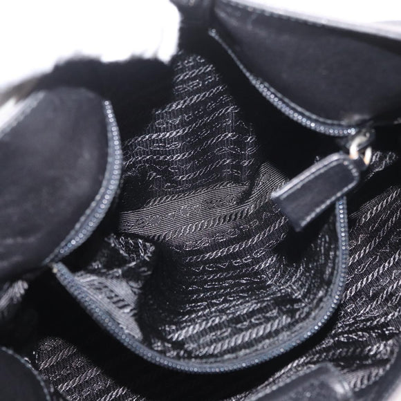 PRADA Shoulder Bag Leather Gray Silver Auth 180150