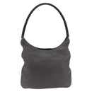 PRADA Shoulder Bag Leather Gray Silver Auth 180150-2