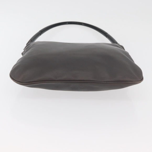 PRADA Shoulder Bag Leather Gray Silver Auth 180150