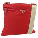 PRADA Shoulder Bag Nylon Red Silver Auth 180151A-1