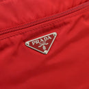 PRADA Shoulder Bag Nylon Red Silver Auth 180151A-17