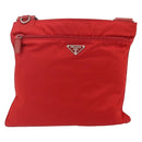 PRADA Shoulder Bag Nylon Red Silver Auth 180151A-13