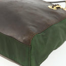 PRADA Chain Tote Bag Nylon Leather Green Gold Auth 180152-15