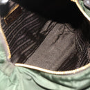 PRADA Chain Tote Bag Nylon Leather Green Gold Auth 180152-10