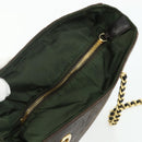 PRADA Chain Tote Bag Nylon Leather Green Gold Auth 180152-6
