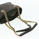 PRADA Chain Tote Bag Nylon Leather Green Gold Auth 180152-7