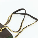 PRADA Chain Tote Bag Nylon Leather Green Gold Auth 180152-14
