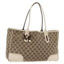 GUCCI GG Canvas Web Sherry Line Pretty Tote Bag Beige Gold 163805 Auth 180153-1