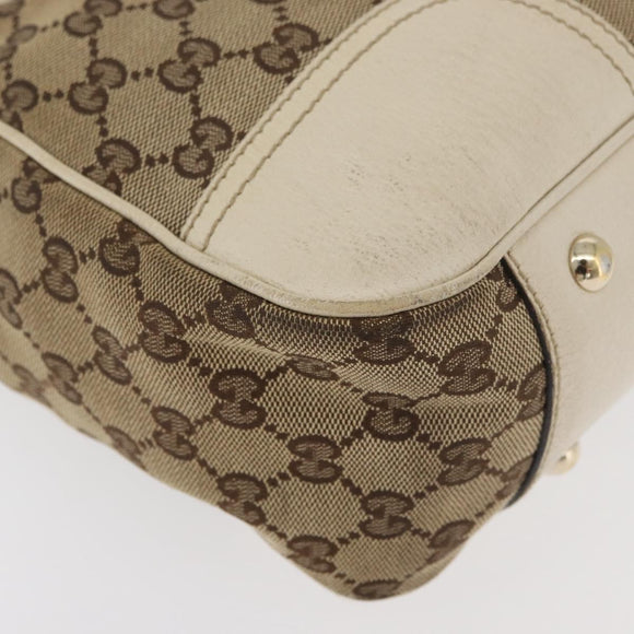GUCCI GG Canvas Web Sherry Line Pretty Tote Bag Beige Gold 163805 Auth 180153