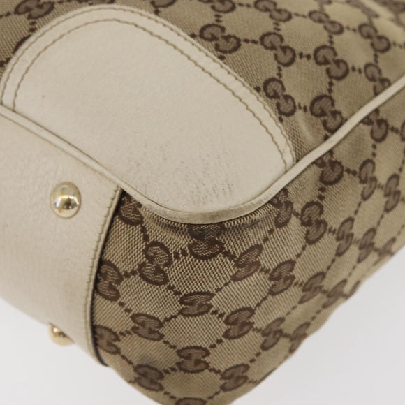 GUCCI GG Canvas Web Sherry Line Pretty Tote Bag Beige Gold 163805 Auth 180153