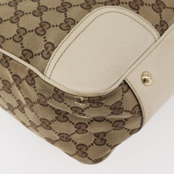 GUCCI GG Canvas Web Sherry Line Pretty Tote Bag Beige Gold 163805 Auth 180153