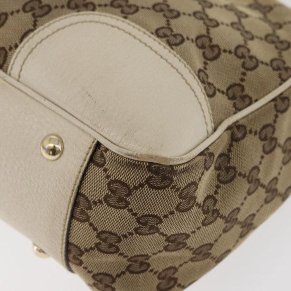 GUCCI GG Canvas Web Sherry Line Pretty Tote Bag Beige Gold 163805 Auth 180153