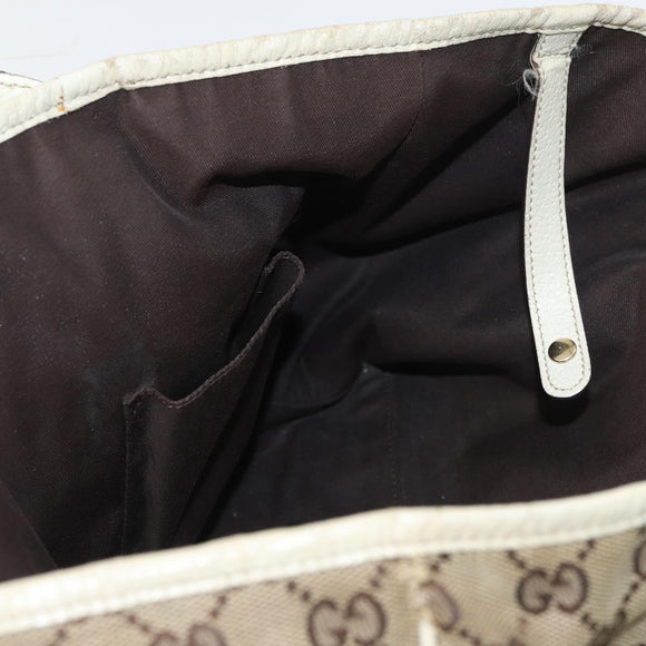 GUCCI GG Canvas Web Sherry Line Pretty Tote Bag Beige Gold 163805 Auth 180153