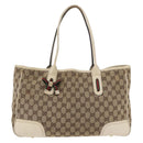 GUCCI GG Canvas Web Sherry Line Pretty Tote Bag Beige Gold 163805 Auth 180153-2