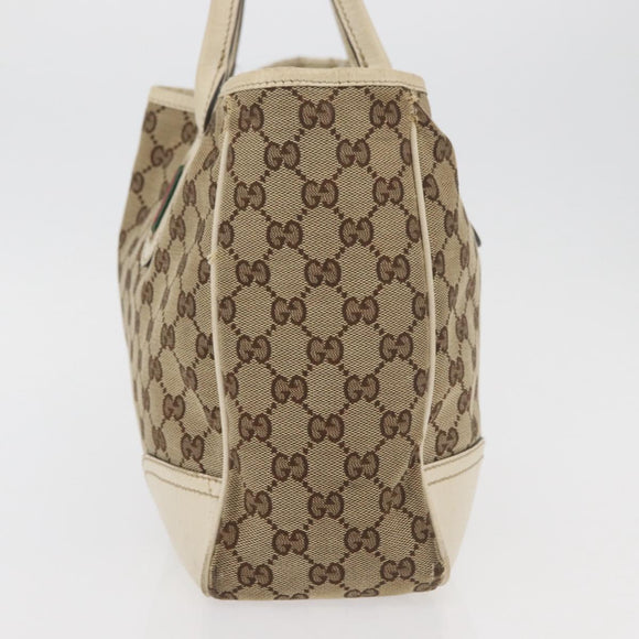GUCCI GG Canvas Web Sherry Line Pretty Tote Bag Beige Gold 163805 Auth 180153