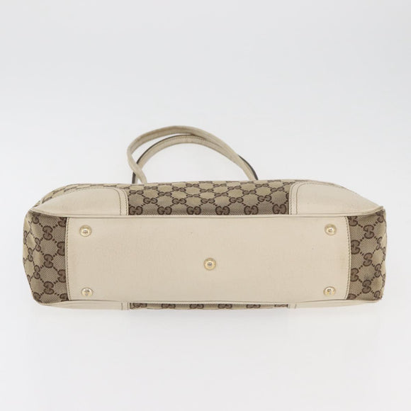 GUCCI GG Canvas Web Sherry Line Pretty Tote Bag Beige Gold 163805 Auth 180153