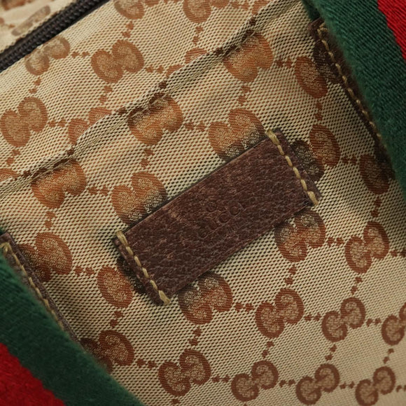 GUCCI GG Canvas Web Sherry Line Tote Bag Beige Red Green 131231 Auth 180154