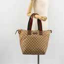 GUCCI GG Canvas Web Sherry Line Tote Bag Beige Red Green 131231 Auth 180154-23