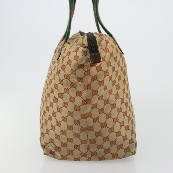 GUCCI GG Canvas Web Sherry Line Tote Bag Beige Red Green 131231 Auth 180154