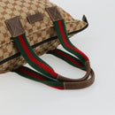 GUCCI GG Canvas Web Sherry Line Tote Bag Beige Red Green 131231 Auth 180154-7