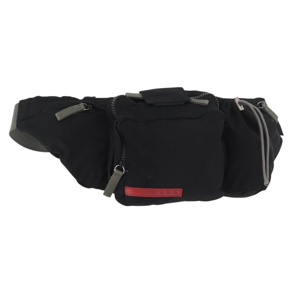 PRADA Sport Gürteltasche Nylon Schwarz Silber Auth 180159A