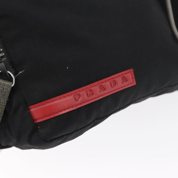 PRADA Sport Gürteltasche Nylon Schwarz Silber Auth 180159A