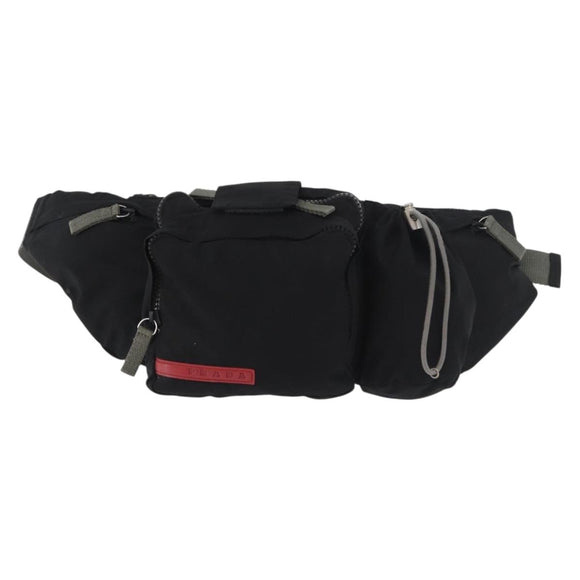 PRADA Sport Gürteltasche Nylon Schwarz Silber Auth 180159A