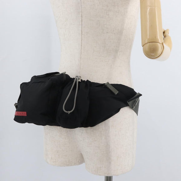 PRADA Sport Gürteltasche Nylon Schwarz Silber Auth 180159A