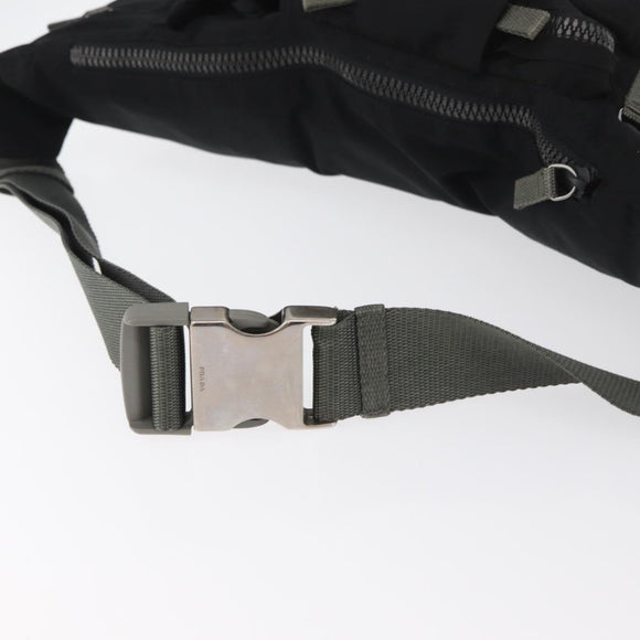 PRADA Sport Gürteltasche Nylon Schwarz Silber Auth 180159A