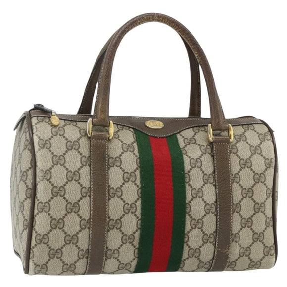 GUCCI GG Supreme Web Sherry Line Hand Bag PVC Beige Gold 39 02 006 Auth 180161