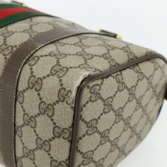 GUCCI GG Supreme Web Sherry Line Hand Bag PVC Beige Gold 39 02 006 Auth 180161