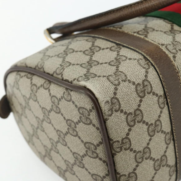 GUCCI GG Supreme Web Sherry Line Hand Bag PVC Beige Gold 39 02 006 Auth 180161