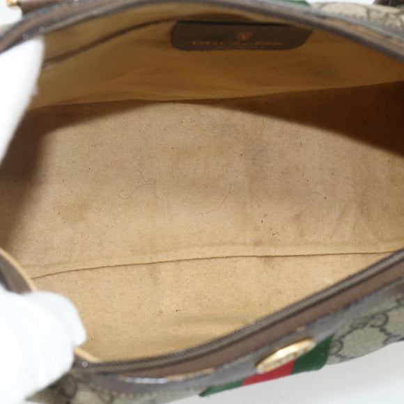 GUCCI GG Supreme Web Sherry Line Hand Bag PVC Beige Gold 39 02 006 Auth 180161