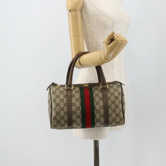 GUCCI GG Supreme Web Sherry Line Hand Bag PVC Beige Gold 39 02 006 Auth 180161