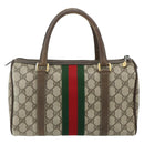 GUCCI GG Supreme Web Sherry Line Hand Bag PVC Beige Gold 39 02 006 Auth 180161-3