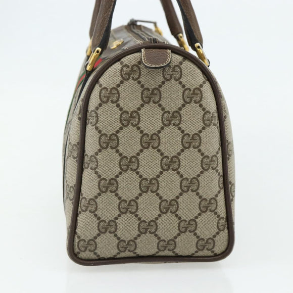 GUCCI GG Supreme Web Sherry Line Hand Bag PVC Beige Gold 39 02 006 Auth 180161