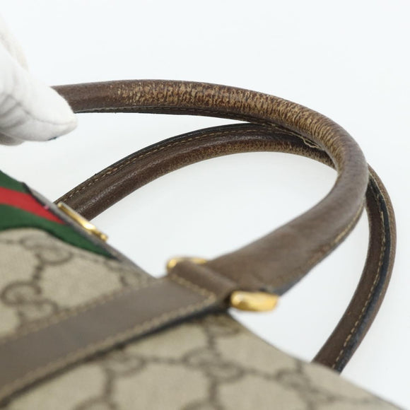 GUCCI GG Supreme Web Sherry Line Hand Bag PVC Beige Gold 39 02 006 Auth 180161