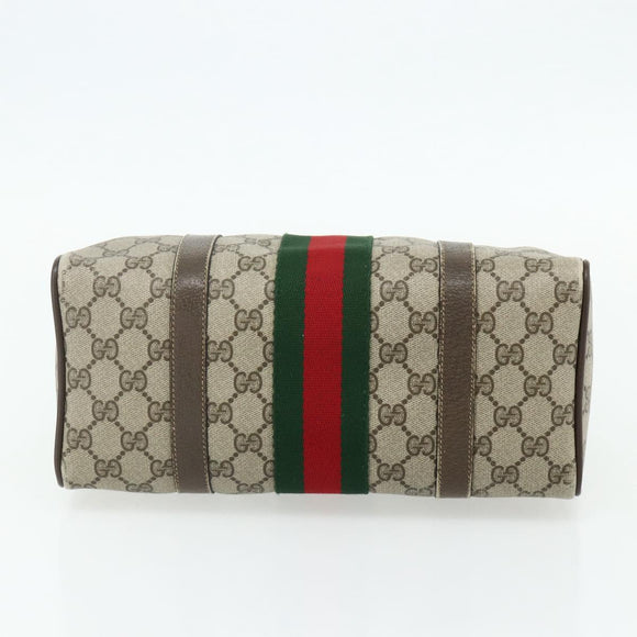 GUCCI GG Supreme Web Sherry Line Hand Bag PVC Beige Gold 39 02 006 Auth 180161