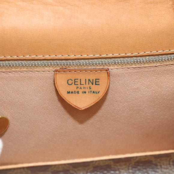 CELINE Macadam Canvas Hand Bag PVC Leather Brown Gold Auth 180162