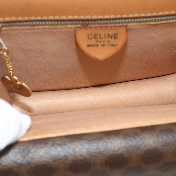 CELINE Macadam Canvas Hand Bag PVC Leather Brown Gold Auth 180162