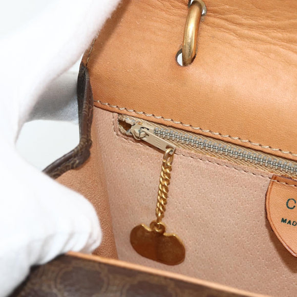 CELINE Macadam Canvas Hand Bag PVC Leather Brown Gold Auth 180162