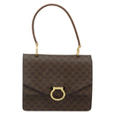 CELINE Macadam Canvas Hand Bag PVC Leather Brown Gold Auth 180162-2
