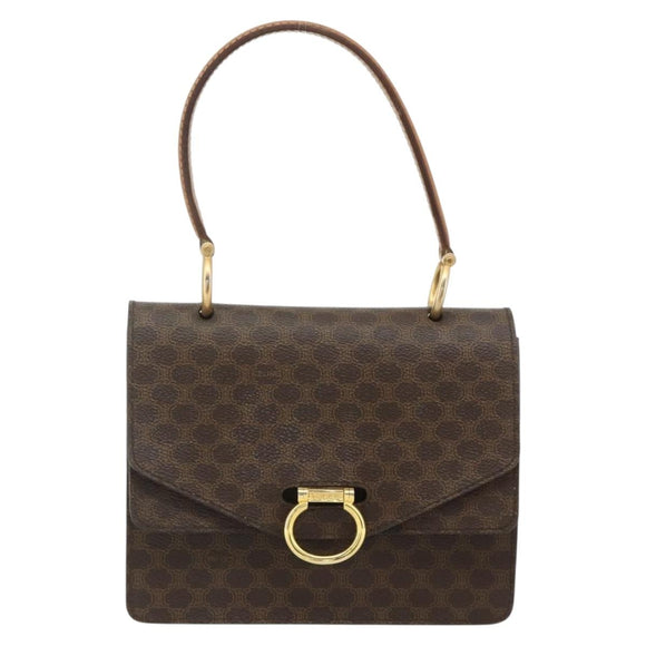 CELINE Macadam Canvas Hand Bag PVC Leather Brown Gold Auth 180162