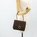 CELINE Macadam Canvas Hand Bag PVC Leather Brown Gold Auth 180162-21