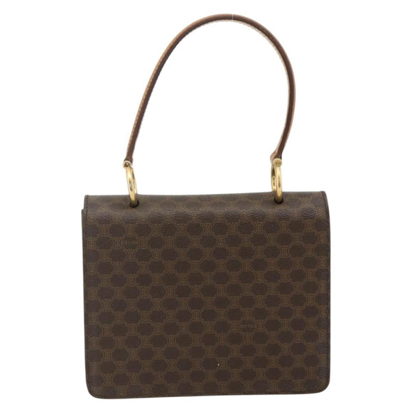 CELINE Macadam Canvas Hand Bag PVC Leather Brown Gold Auth 180162