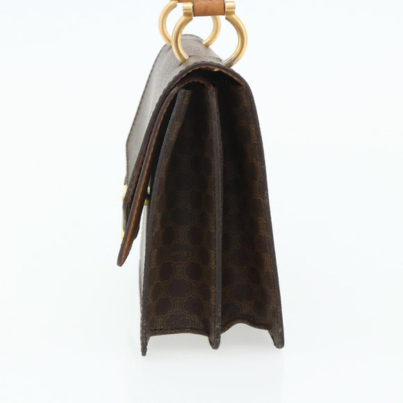 CELINE Macadam Canvas Hand Bag PVC Leather Brown Gold Auth 180162